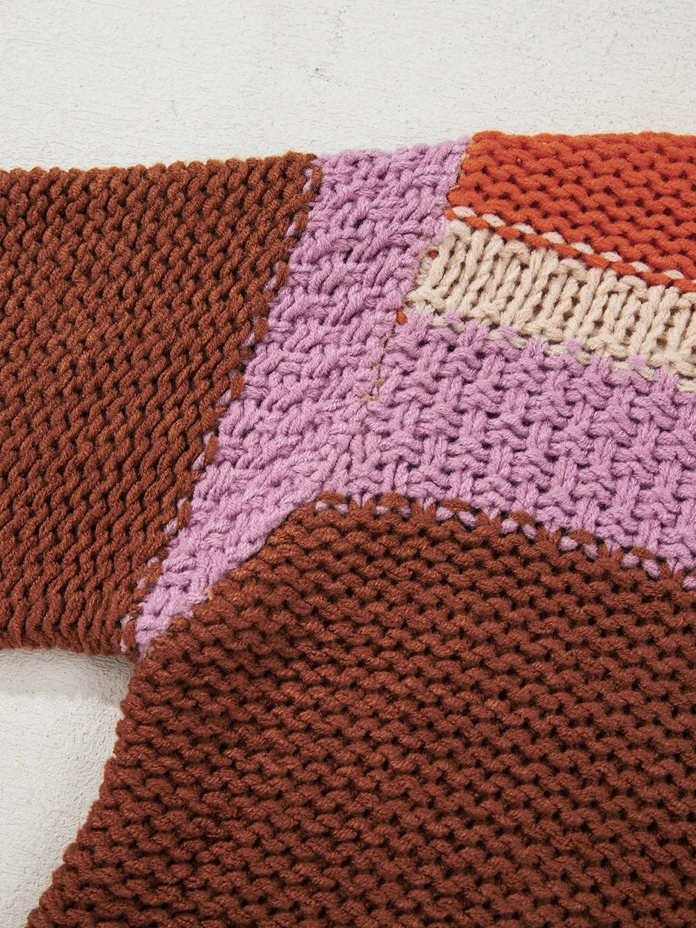 Colorblock Striped Round Neck Sweater