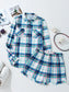Plaid Snap Down Long Sleeve Top and Shorts Lounge Set nicholesgifts