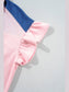 Color Block Half Buttoned Ruffled Short Sleeve T Shirt nicholesgifts