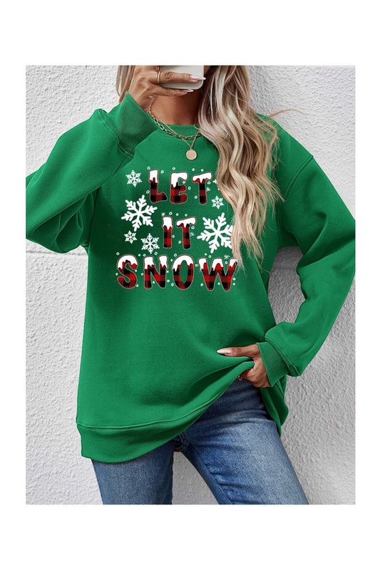 LET IT SNOW Round Neck Long Sleeve Sweatshirt