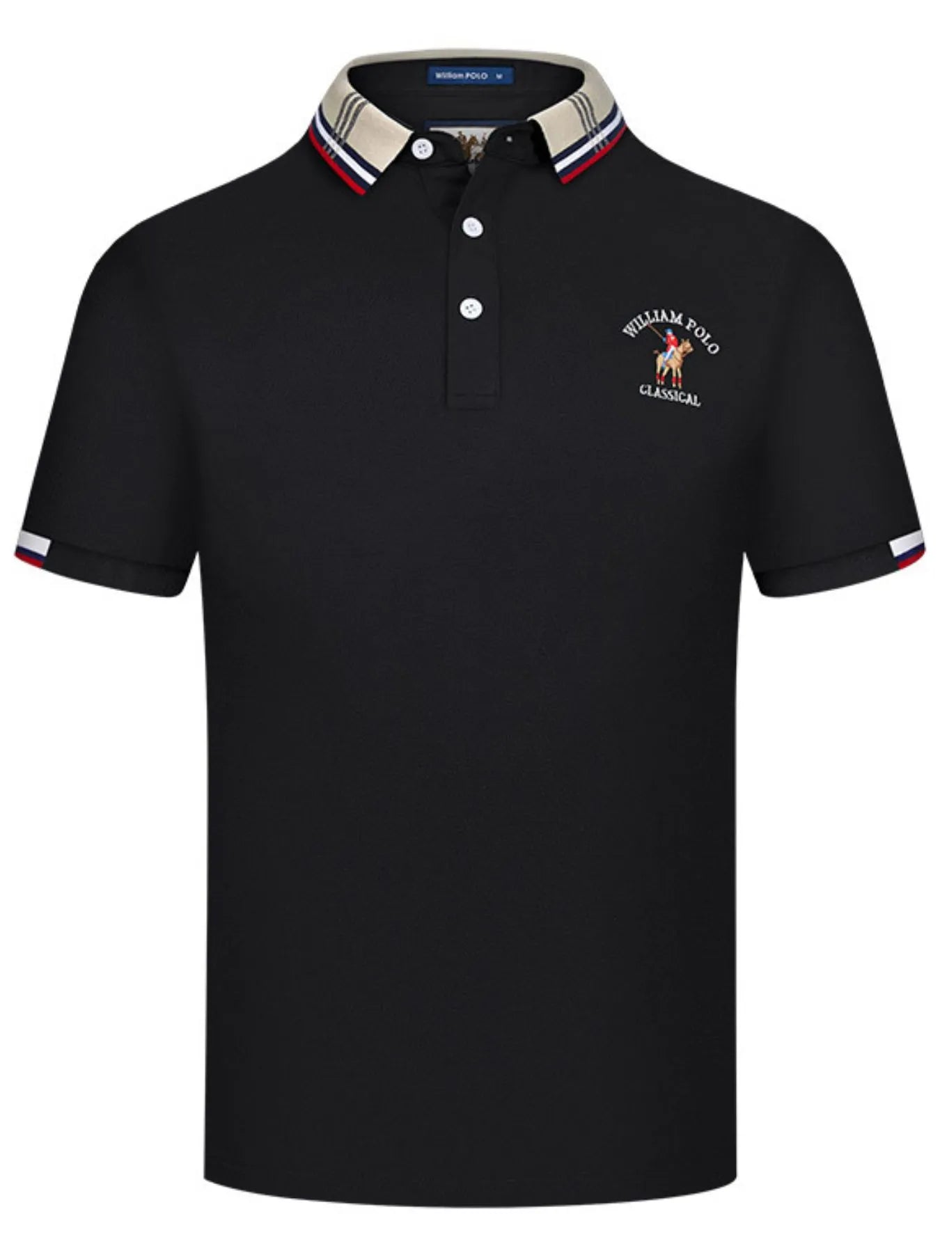 Men's Plus Size Striped Collared Short Sleeve Embroidered Polo NicholesGifts