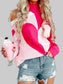 Women Valentine's Day Heart Turtleneck Cold Shoulder Sweater nicholesgifts