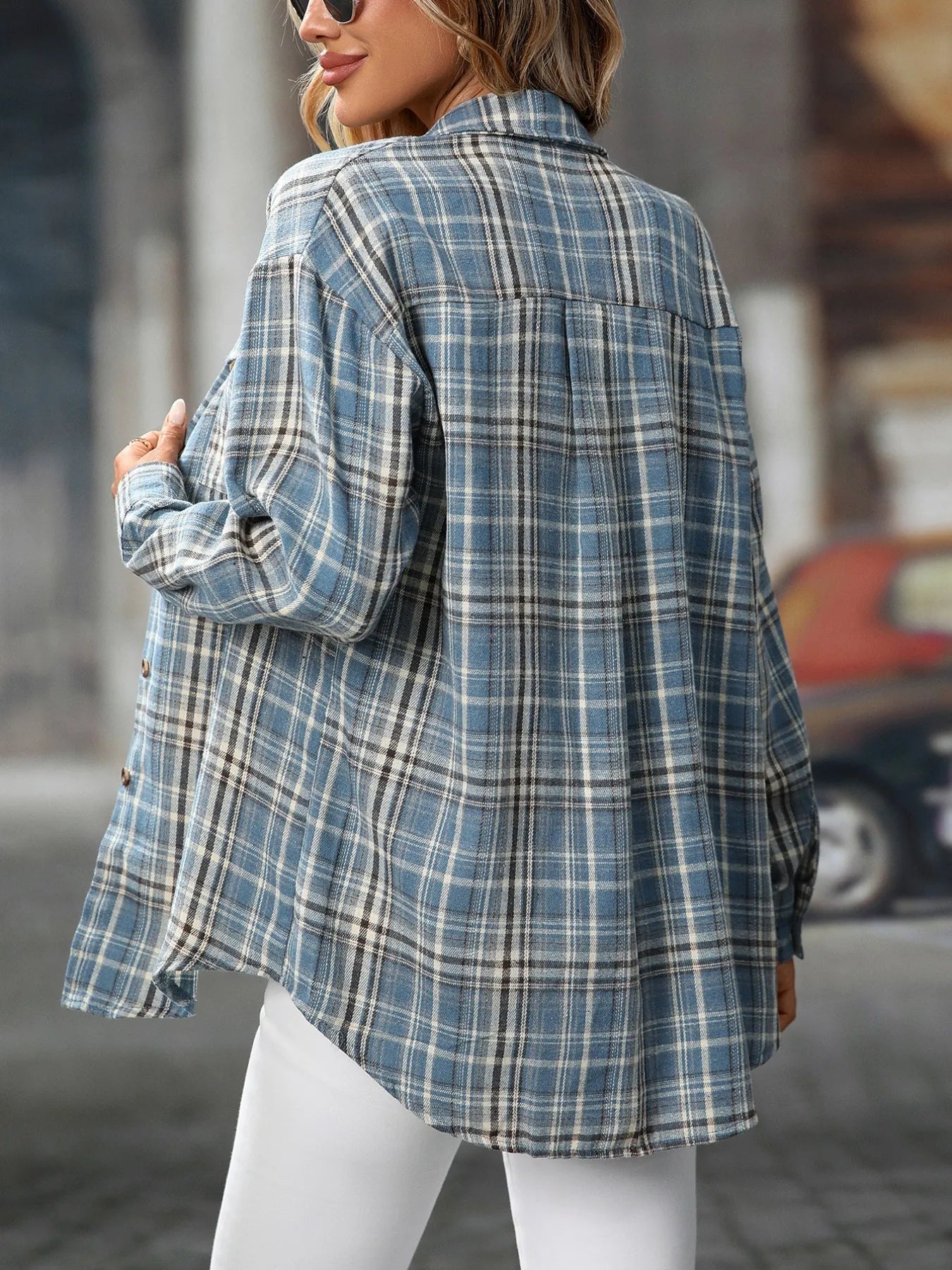 Oversized Plaid Button-Up Shirt NicholesGifts