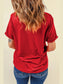 Women Sequin Santa Round Neck Short Sleeve T-Shirt nicholesgifts