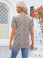 Women Ruched Printed Notched Short Sleeve Blouse nicholesgifts