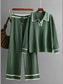 Contrast Trim Johnny Collar Top and Drawstring Pants Sweater Set nicholesgifts