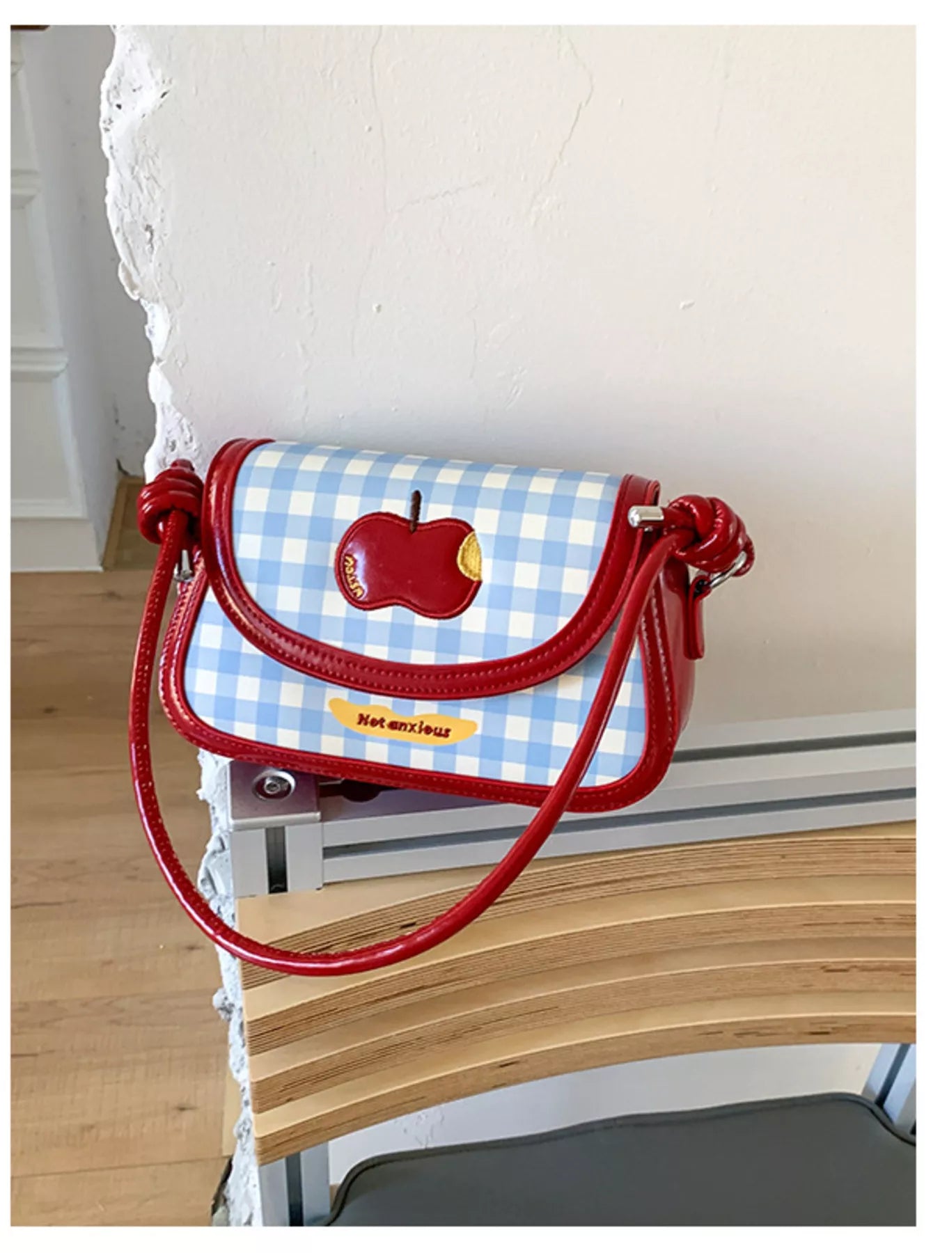 Apple Gingham Shoulder Bag nicholesgifts