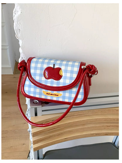 Apple Gingham Shoulder Bag nicholesgifts