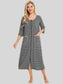 Round Neck Three-Quarter Sleeve Midi Night Dress nicholesgifts