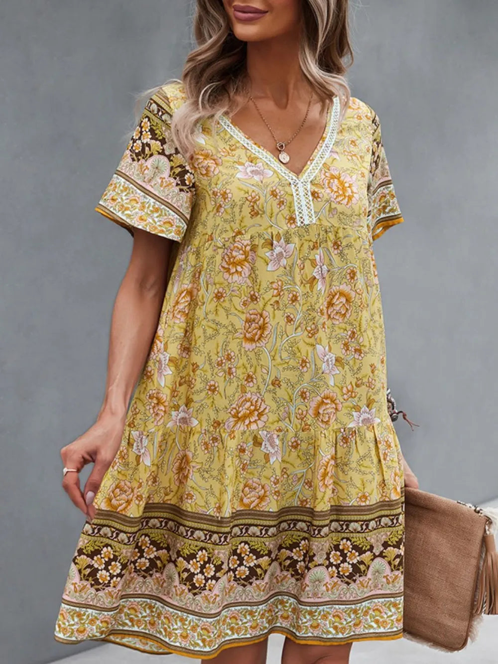 Floral Print V-Neck Summer Dress NicholesGifts