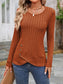Decorative Button Round Neck Long Sleeve T-Shirt nicholesgifts