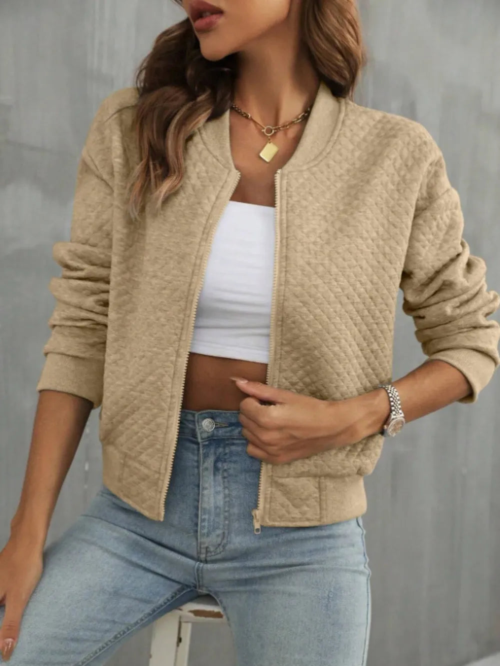 Zip Up Long Sleeve Jacket nicholesgifts