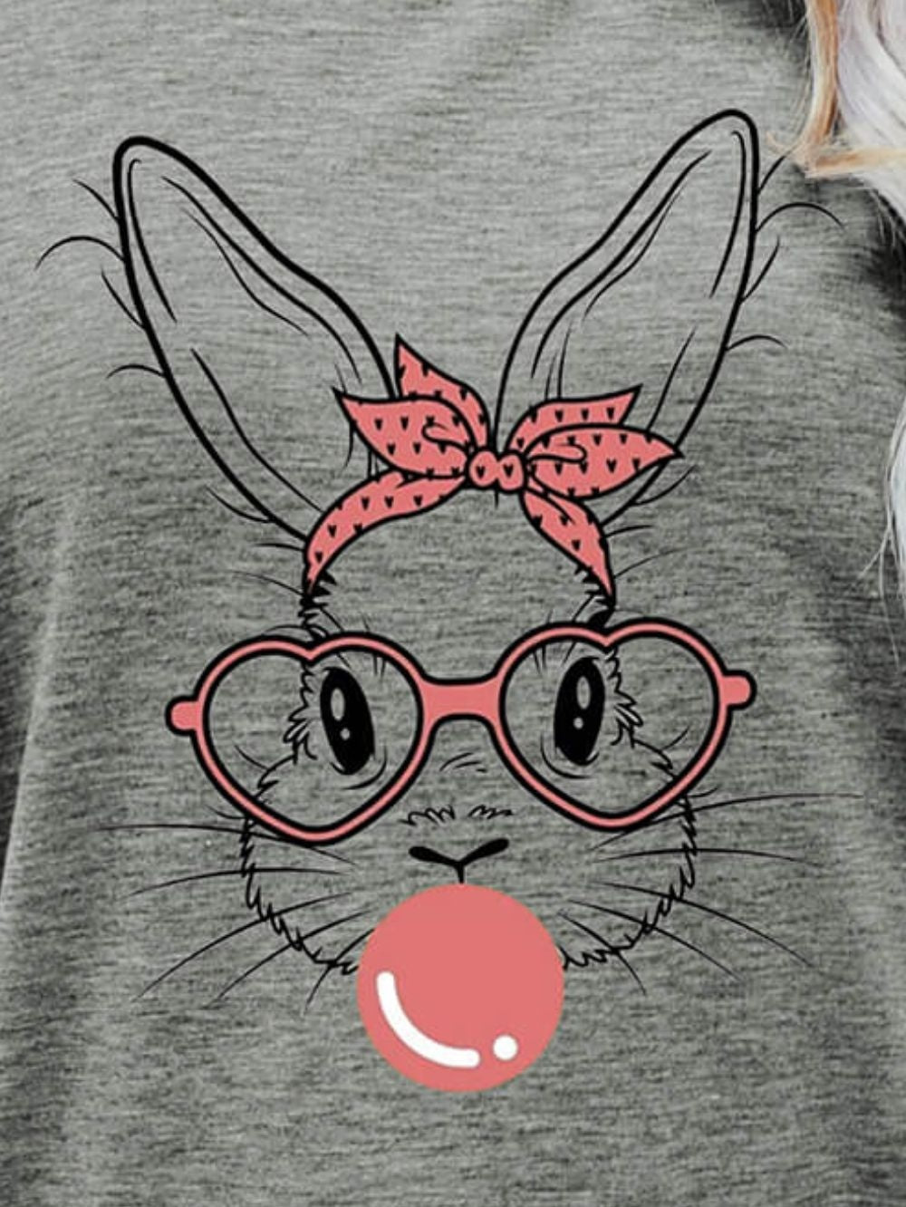 Easter Bunny Graphic Round Neck T-Shirt nicholesgifts