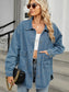 Women Removable Hood Button Up Long Sleeve Denim Jacket nicholesgifts