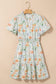 Frill Notched Puff Sleeve Dress nicholesgifts
