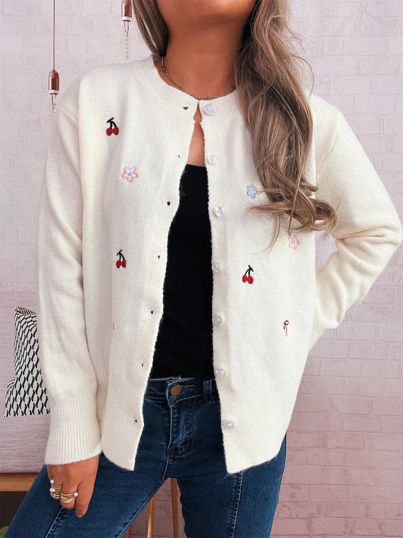 Ribbed Button-Front Knit Cardigan
