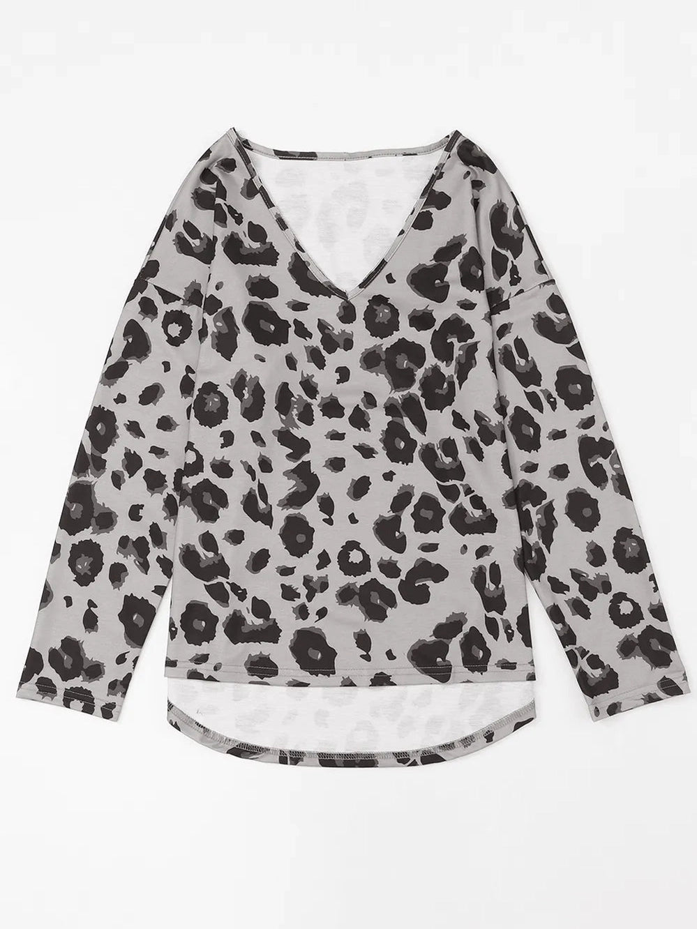 Leopard V-Neck Dropped Shoulder Blouse NicholesGifts