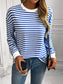 Women Ivy Lane Striped Round Neck Long Sleeve Sweatshirt nicholesgifts