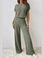 Ribbed Short Sleeve Wide Leg Jumpsuit nicholesgifts