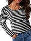 Striped Round Neck Long Sleeve T-Shirt nicholesgifts