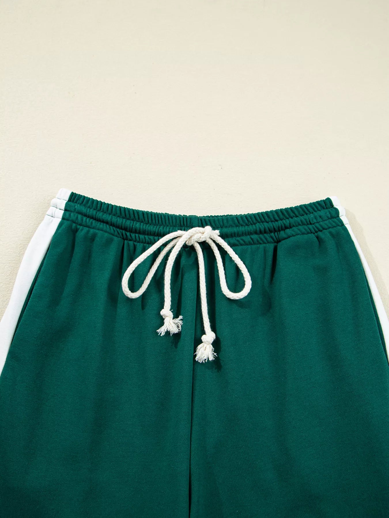 Round Neck Top and Stripe Detail Drawstring Pants Set nicholesgifts