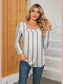 Printed Square Neck Long Sleeve Blouse nicholesgifts