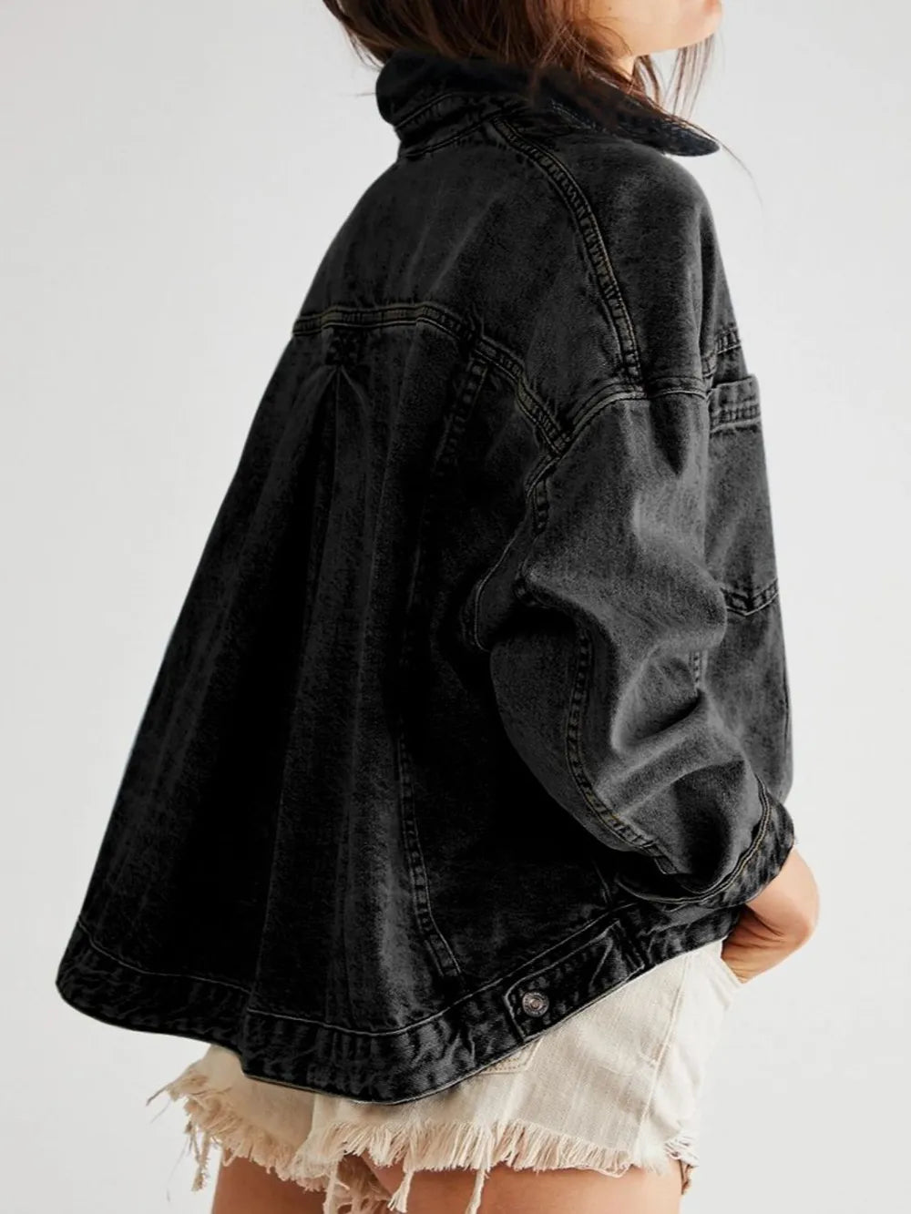 Pocketed Button Up Denim Jacket nicholesgifts