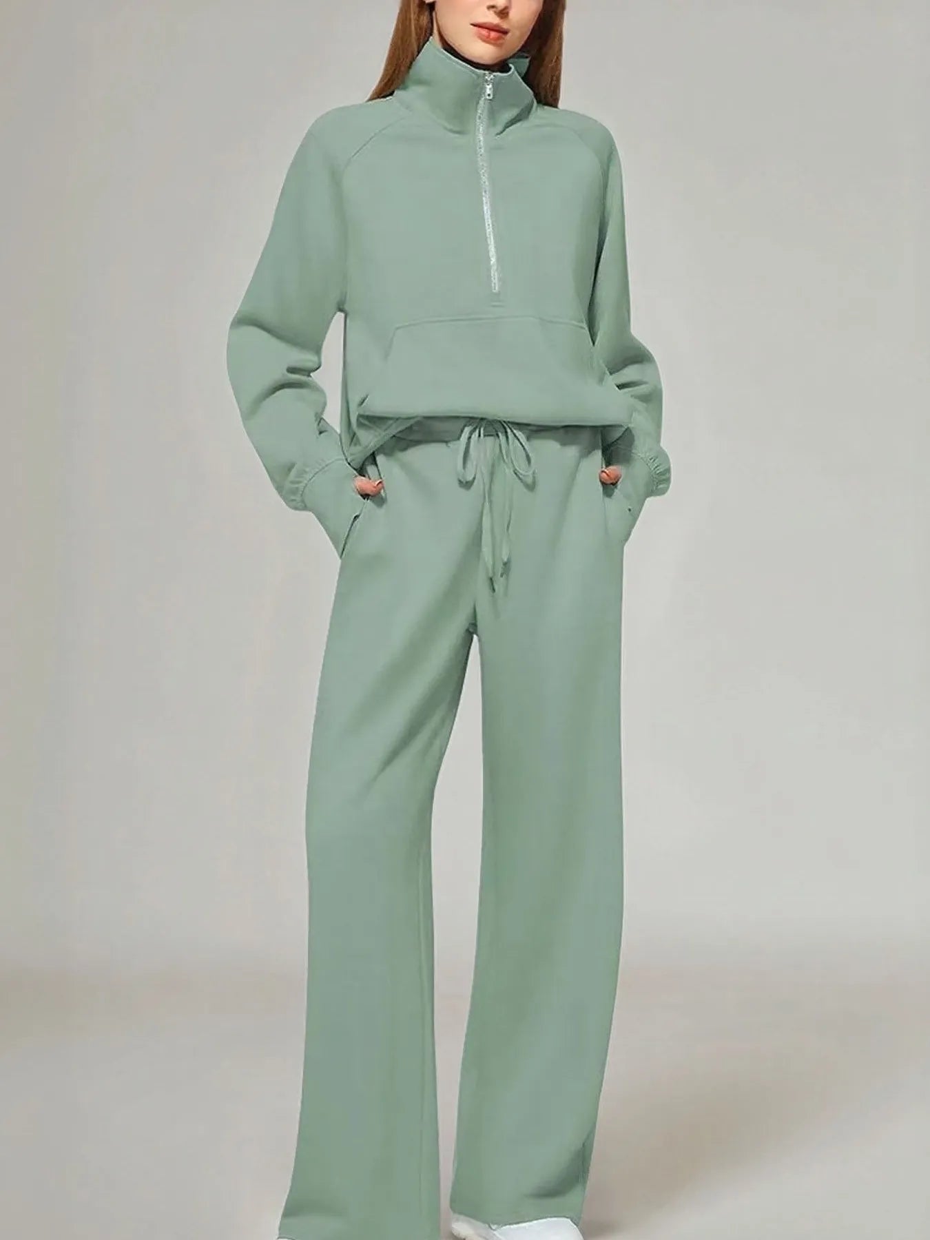 Half Zip Long Sleeve Top and Pants Set NicholesGifts
