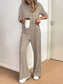Button Detail Long Sleeve Top and Pants Set nicholesgifts