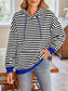 Lovelet Drawstring Striped Long Sleeve Hoodie Trendsi