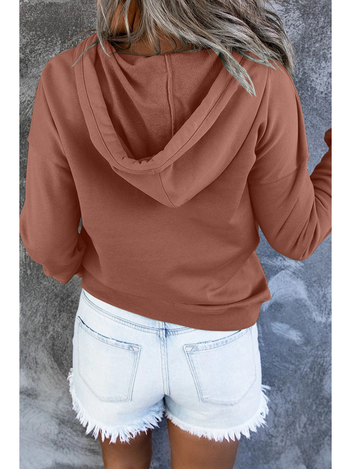 Dropped Shoulder Long Sleeve Hoodie with Pocket nicholesgifts