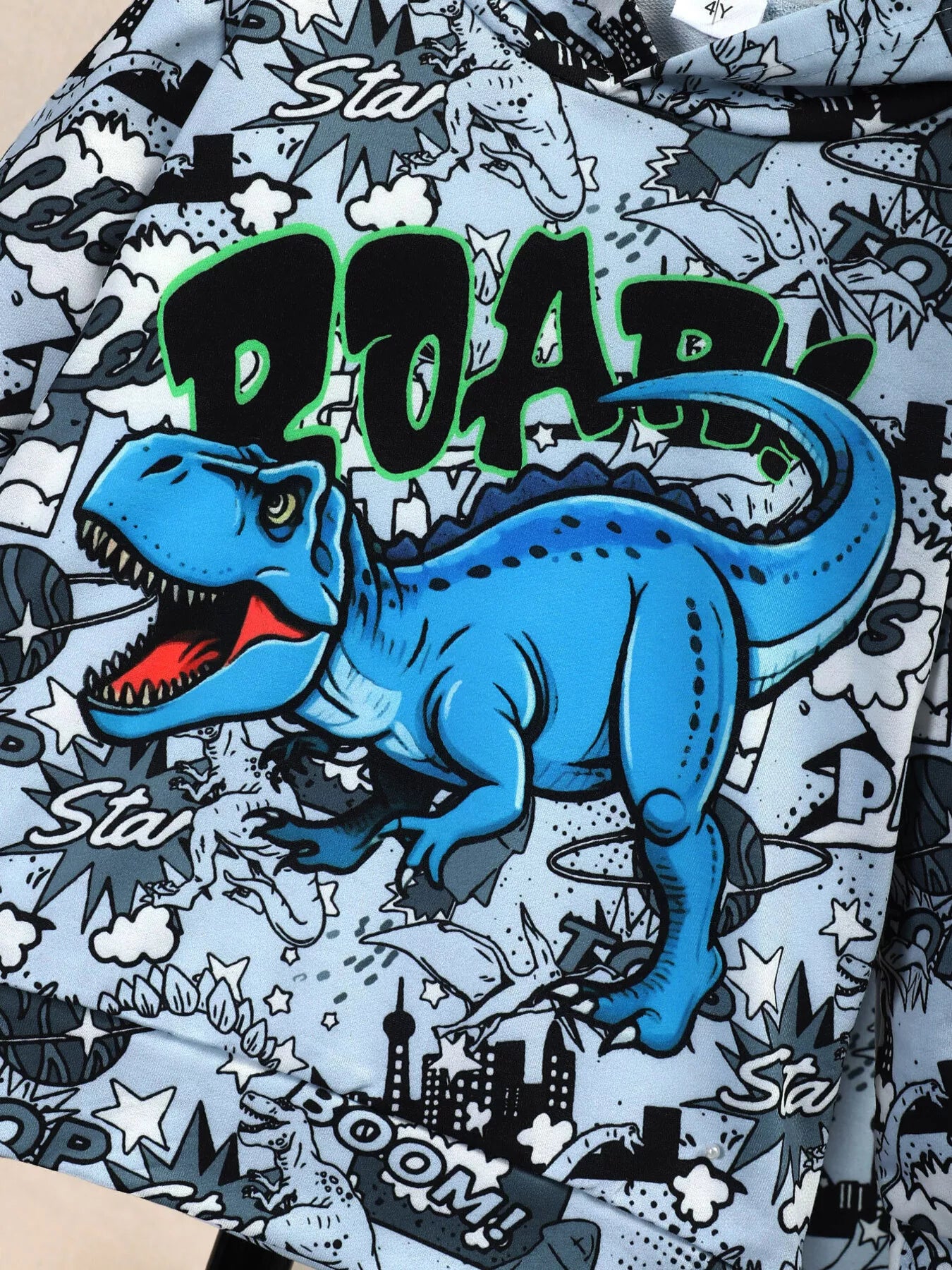 Boys Dinosaur Print Hoodie and Pants Set nicholesgifts