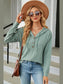 Drawstring Half Button Long Sleeve Hoodie nicholesgifts