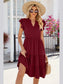 Ruched Notched Cap Sleeve Dress nicholesgifts