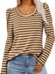 Striped Round Neck Long Sleeve T-Shirt nicholesgifts