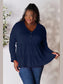 Double Take Half Button Long Sleeve Ruffle Hem Blouse nicholesgifts