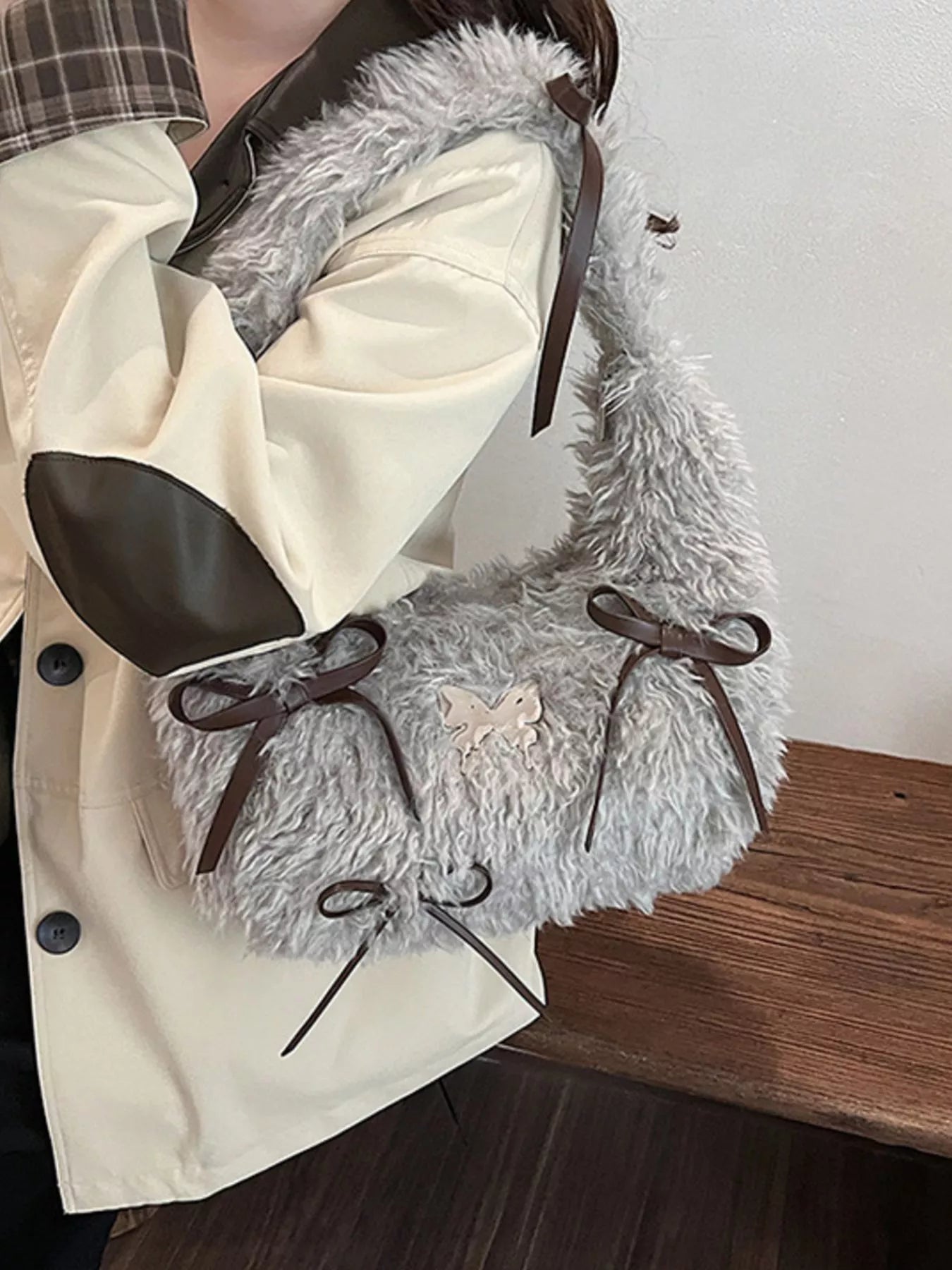 Fluffy Bow Shoulder Bag nicholesgifts