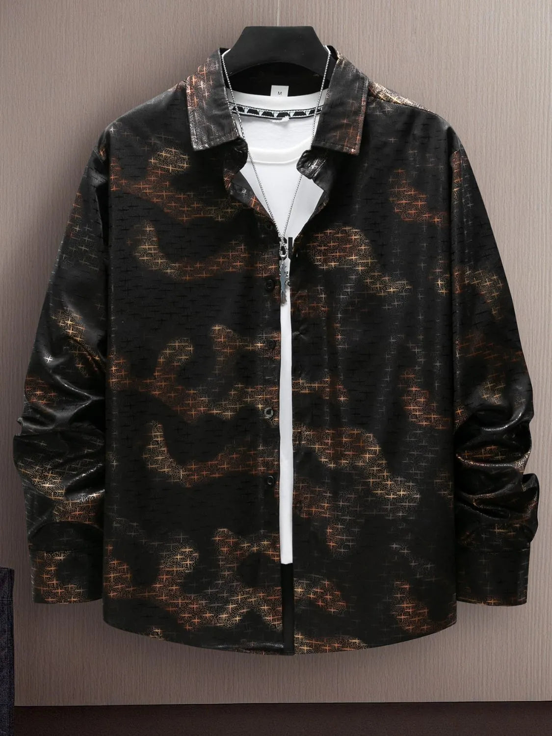 Men's Full Size Collared Neck Long Sleeve Shirt Plus Size NicholesGifts