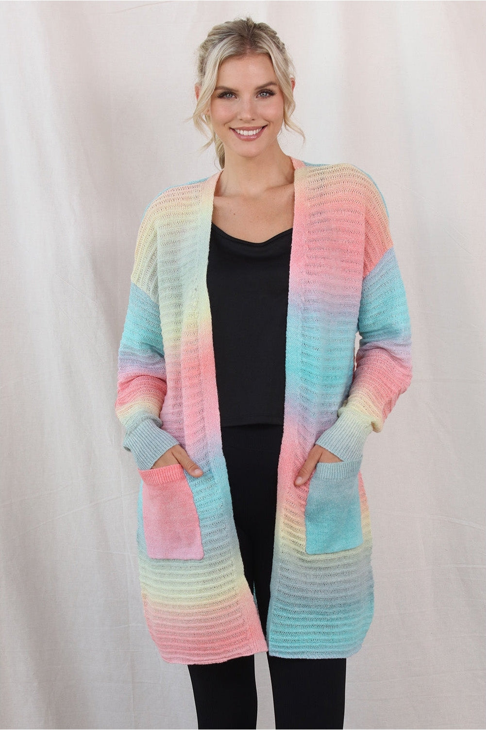 Gradient Dropped Shoulder Longline Cardigan nicholesgifts