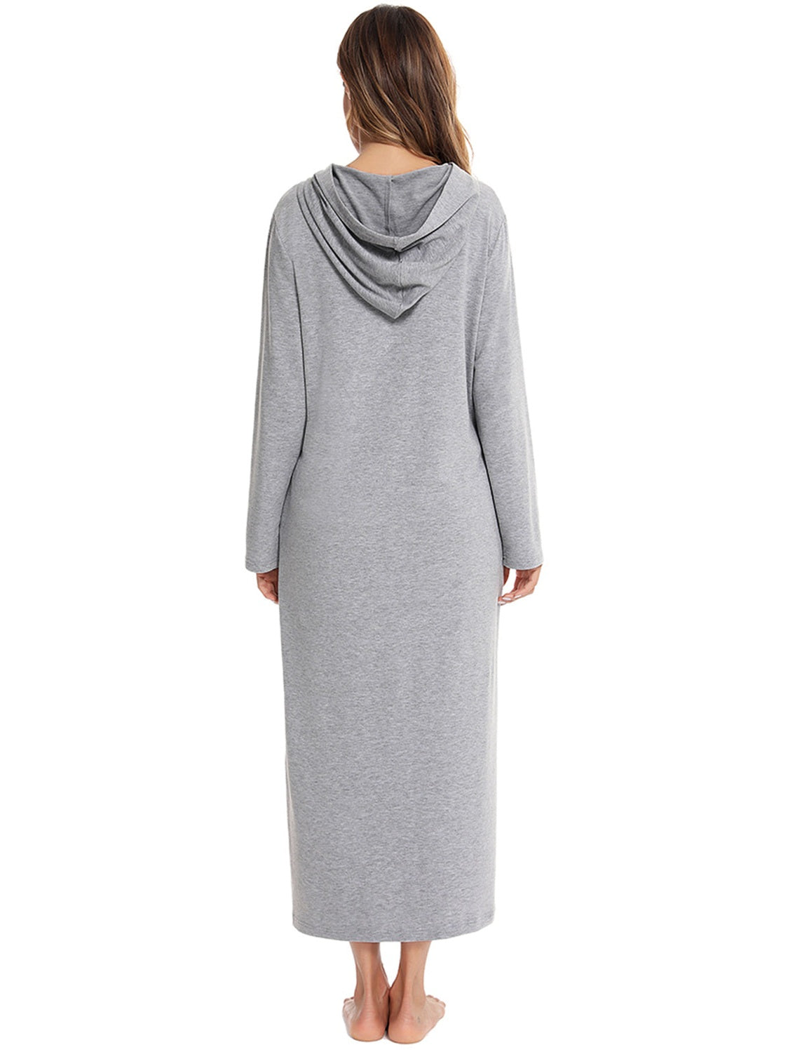 Zip Front Hooded Night Dress with Pockets nicholesgifts