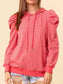 Striped Puff Sleeve Hoodie with Drawstring nicholesgifts