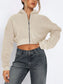 Zip Up Long Sleeve Hooded Cropped Jacket nicholesgifts