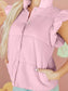 Stand Neck Flutter Sleeve Snap Button Puffer Vest nicholesgifts