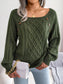 Decorative Button Cable-Knit Sweater Trendsi