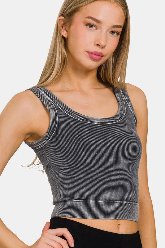 Zenana Washed Scoop Neck Wide Strap Tank nicholesgifts