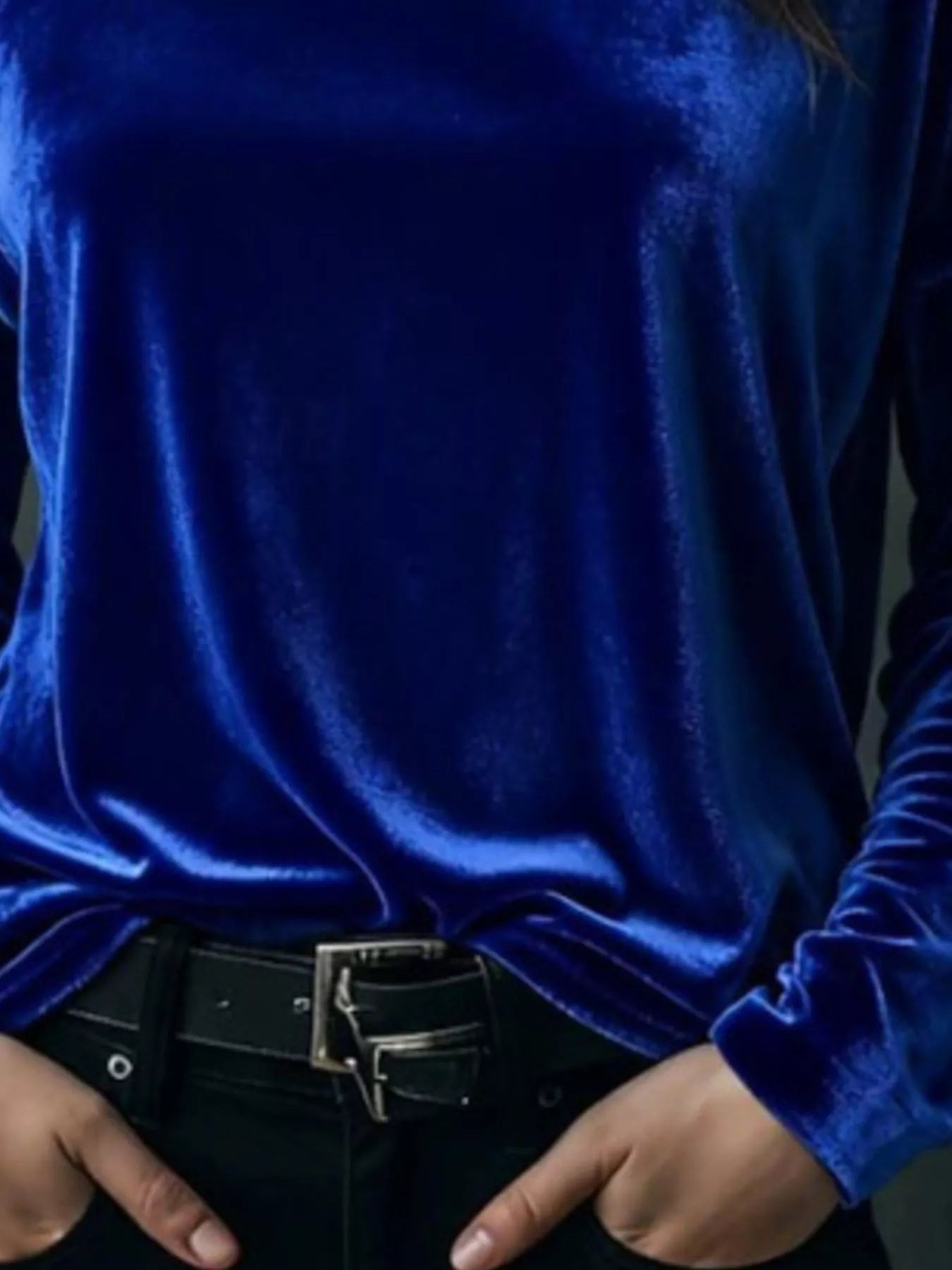 Full Size Velvet Long Sleeve T-Shirt Plus Size nicholesgifts