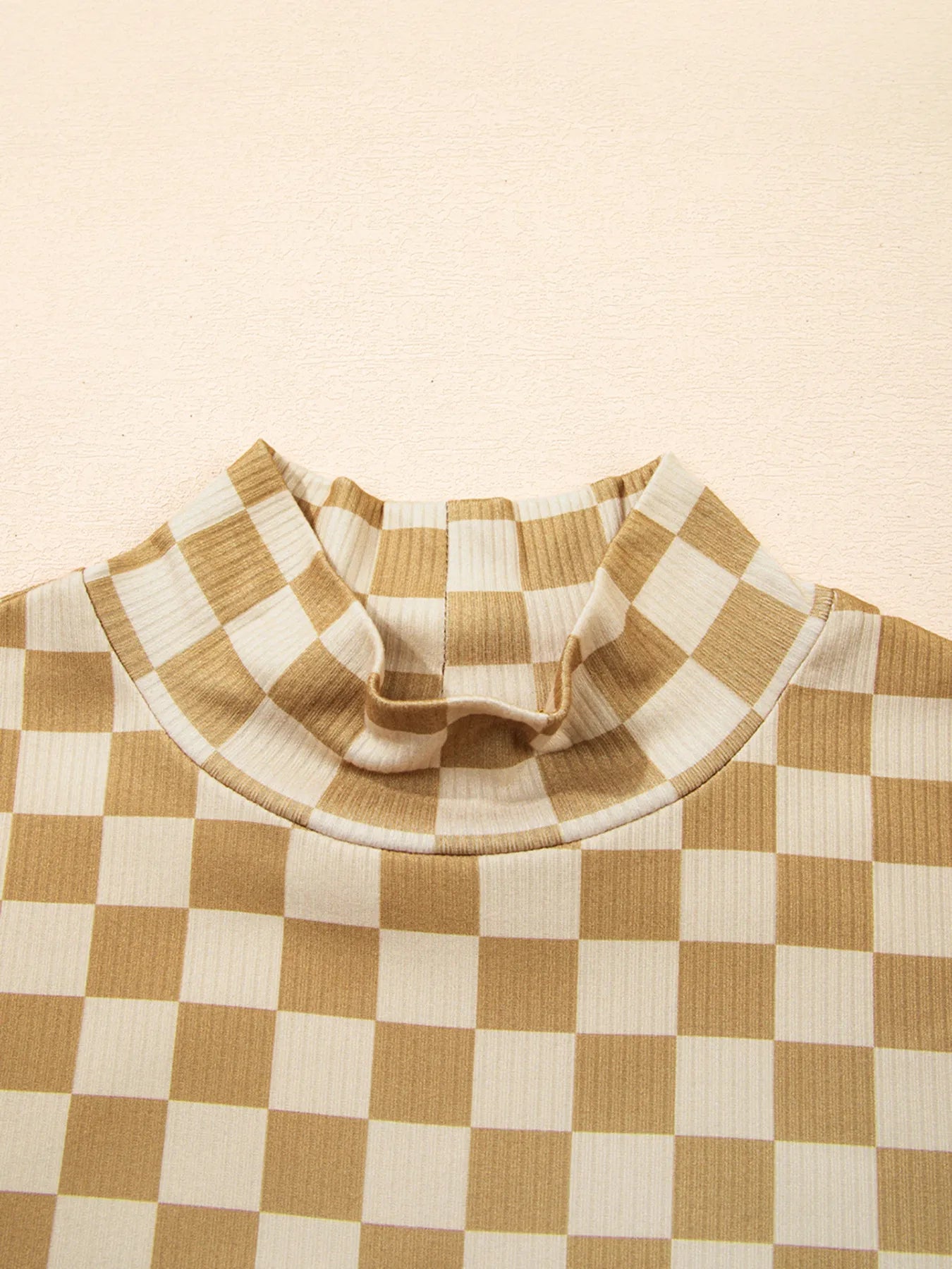 Check Pattern Turtleneck Slim Long Sleeve Tee Trendsi