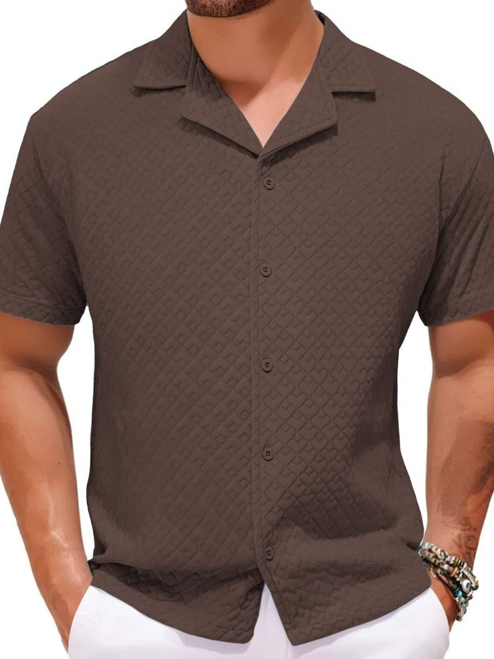 Men's Plus Size Button Down Short Sleeve Shirt Trendsi