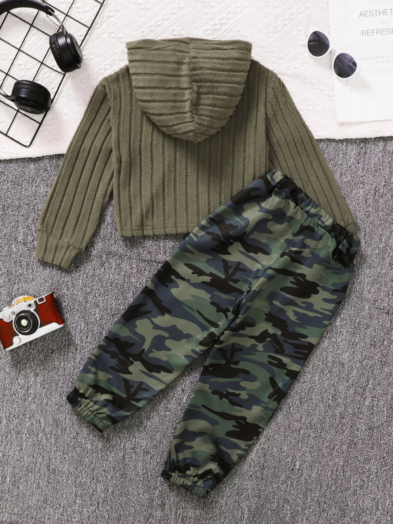 Children's Ribbed Long Sleeve Hoodie and Pants Set NicholesGifts