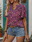 Women Printed Notched Flutter Sleeve Blouse nicholesgifts